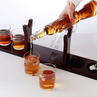 Elegant Gun Whiskey Shape Glass Wine Container Glass Wine Set Set Craft Wine Bottle