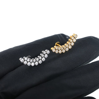 PVD Titanium PIERC Labret Stud Double CZ Paved Ear Cartilage Tragus Helix Earrings Lip Ring Daith Piercing Gift for Women