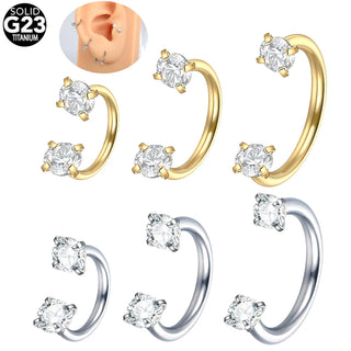 Titanium Horseshoe Septum Piercing Prong Set Round Zircon Ear Cartilage Tragus Body Piercing Jewelry