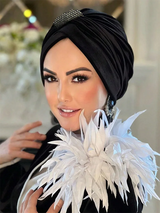 Women Hijab Caps Elastic Fabric Diamonds Muslim Instant Turban Bonnet Ready To Wear Hijabs Hot fix Decoration