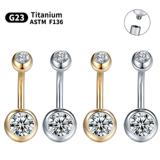 G23 Titanium 14G Gold Color Belly Button Rings Navel Nombril Piercing CZ Gem 6/8/10/12mm Bar Belly Piercing Sexy Jewelry
