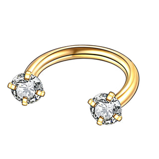 Titanium Horseshoe Septum Piercing Prong Set Round Zircon Ear Cartilage Tragus Body Piercing Jewelry