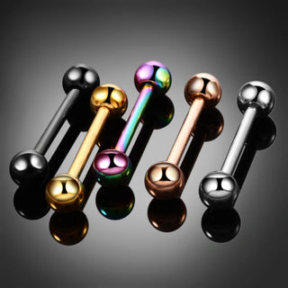 Titanium 14G 16G Tongue Ring Industrial Barbell Piercing Nipple Bar Tragus Helix Ear Piercing Stud Sexy Body Women Jewelry