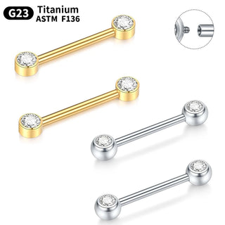 Titanium Nipple Piercing Jewelry CZ Bezel Tongue Nipple Bars Piercing for Breasts Sexy Piercing Mamilo for Women 12-20mm