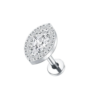 ASTM F136 Titanium 16G Square &Round CZ Labret Medusa Monroe Piercing Helix Cartilage Conch Tragus Lobe Stud Earring Jewelry