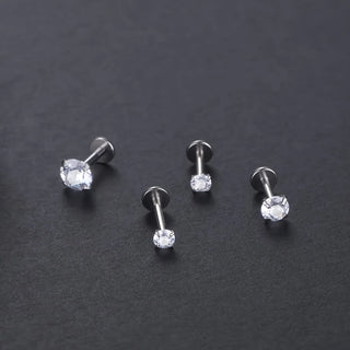 Labret Piercing Titanium Gold Plated Conch Helix Piercing Stud Earring Cubic Zircon Lip Studs Ring Cartilage Earring Jewelry