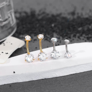 Gold Color CZ  Titanium Navel Nail Piercings Round Heart Drop Zircon Belly Button Rings Piercing Ombligo Women Jewelry