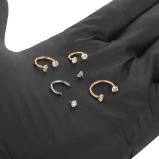 Titanium Horseshoe Septum Piercing Prong Set Round Zircon Ear Cartilage Tragus Body Piercing Jewelry