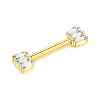 1PC Gold Color Nipple Piercings for Breasts CZ Flower Nipple Ring Sets 14G Titanium Nipple Shield Barbell Nipple Bars for Women