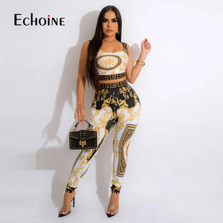 Condole Belt Crop Top Pencil pants 2 Pieces Set Nghtclub Party Sexy Slim Temperament Elegant Outfits