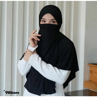 Large Plain Muslim Ethnic Scarf Women Hijab Islamic Muslim Hijab Instant Turban Arabic Scarfs Khimar Headwraps(FRNT56CM,BK90CM)