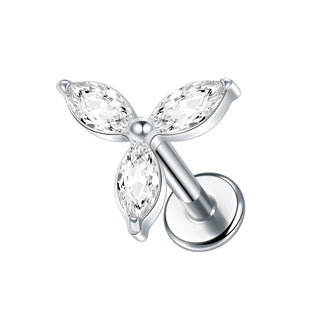 ASTM F136 Titanium 16G Square &Round CZ Labret Medusa Monroe Piercing Helix Cartilage Conch Tragus Lobe Stud Earring Jewelry