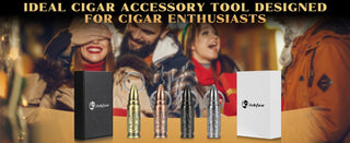 Portable Cigar Punch Cutter - Twist to Open Cigar Punch with 2 Sizes, Clockwise Switch, Precision Cutting for Various Cigars