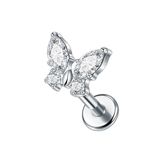 G23 Titanium Ear Cartilage Piercing Moon Heart Crystal Flat Back Ear Studs Tragus Helix Earrings Sexy Jewelry for Women