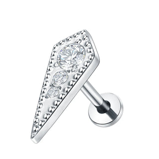 ASTM F136 Titanium 16G Square &Round CZ Labret Medusa Monroe Piercing Helix Cartilage Conch Tragus Lobe Stud Earring Jewelry