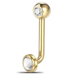G23 Titanium Christina Vertical Hood Piercing Internal Thread CZ Crystal Belly Button Ring Body Piercing Jewelry 14G