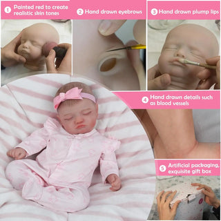 Realistic Newborn Baby Doll - 18 inch Reborn Girl Doll Toy Gift with Real Life Features for Boy & Girl Age 3+