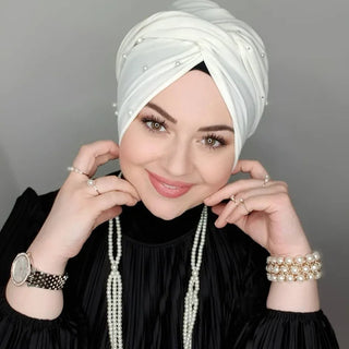Muslim Fashion Pearl Black Modal Hijab Undercap Abaya Hijabs For Woman Abayas Jersey Head Scarf Dress Women Turbans Turban Cap
