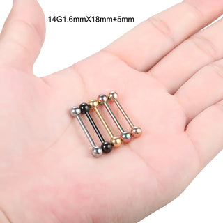 Titanium 14G 16G Tongue Ring Industrial Barbell Piercing Nipple Bar Tragus Helix Ear Piercing Stud Sexy Body Women Jewelry