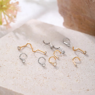 G23 Titanium Nose Ring Stud Piercing Nariz 18G 20G Crystal Nostril Pirsing Earring Cartilage Piercings Jewelry for Women