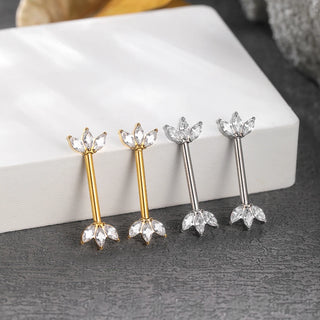 PVD Titanium Nipple Piercing Bar For Women 14G Bezel Set CZ Front Facing Barbell Nipple Shield Ring Sexy Body Jewelry