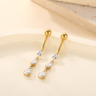 ASTM F136 Titanium 14G Dangle CZ Gem Belly Button Ring Cubic Zirconia Drop Pendant Navel Nail Sexy Body Piercing Jewelry