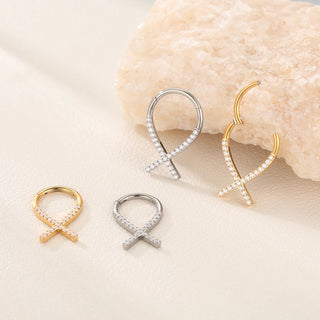 Marquise CZ Hinged Segment Piercing Titanium Septum Clicker Nose Hoop Ring Tragus  Upper Lobe Piercing Cartilage Earring