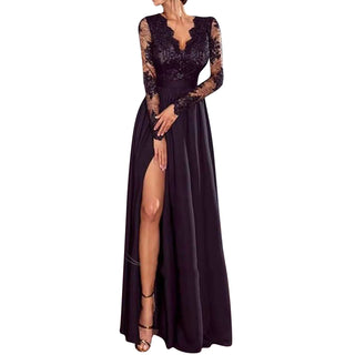 Elegant Evening Party Dresses for Women Sexy Contrast Ruched Slit Evening Dress New Fashion Casual Female Clothing Thomas Family Essentials