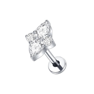 ASTM F136 Titanium 16G Square &Round CZ Labret Medusa Monroe Piercing Helix Cartilage Conch Tragus Lobe Stud Earring Jewelry