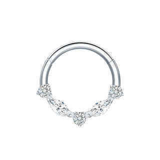 Marquise CZ Hinged Segment Piercing Titanium Septum Clicker Nose Hoop Ring Tragus  Upper Lobe Piercing Cartilage Earring
