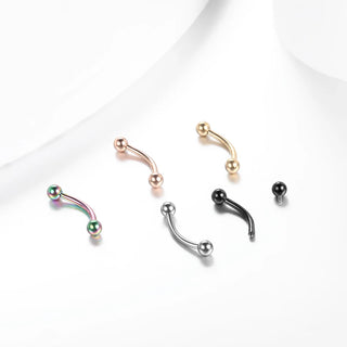 Titanium Eyebrow Piercings Curved Banana Internally Threaded Jewelry Belly Button Navel Earring Lip Tongue Pircings 14G 16G