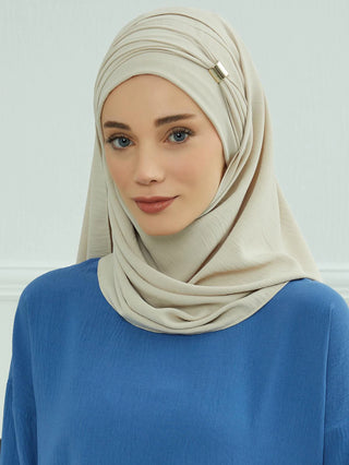 New Large Muslim Women Hijab Khimar Niqab Big Size,Metal Buckle Decoration