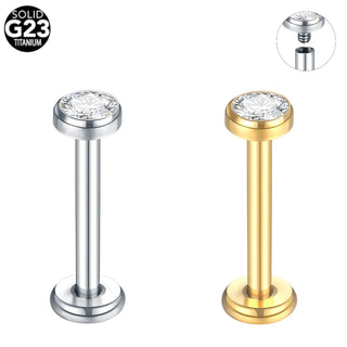 G23 Titanium Internally Threaded Labret Lip Monroe Rings 16G Earrings Stud CZ Gem Ear Cartilage Tragus Piercing Body Jewelry