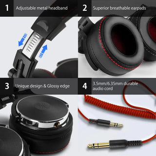 Oneodio Wired Headset Professional Studio Pro DJ Headphones With Mic Dual-Duty Cable HiFi Monitor Music Headset For Phone PC