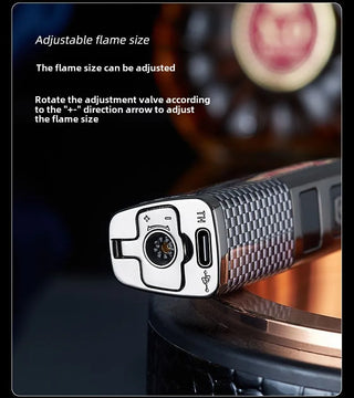 Three Direct Charging Power Display with Cigar Punch and Windproof Cigar Special Gas and Electric Integrated Portable Lighter