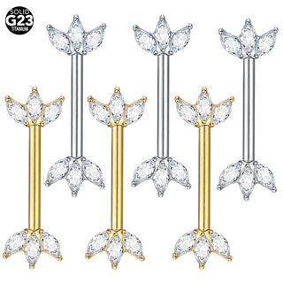 1PC Gold Color Nipple Piercings for Breasts CZ Flower Nipple Ring Sets 14G Titanium Nipple Shield Barbell Nipple Bars for Women