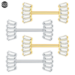 1PC Gold Color Nipple Piercings for Breasts CZ Flower Nipple Ring Sets 14G Titanium Nipple Shield Barbell Nipple Bars for Women