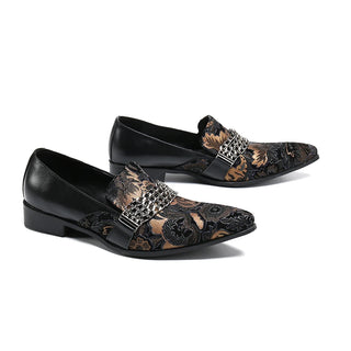 Elegant Print Banquet Man Shoes Original Slip on Point Toe Prom Shoes Fashion Leisure Men Business Cow Leather Party Dress Shoes