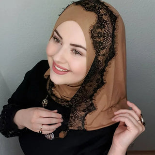 Muslim Instant Turban Luxury Modal Lace Square Hijab Abaya Hijabs For Woman Abayas Jersey Scarf Islamic Dress Women Turbans