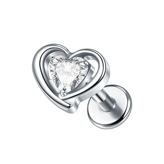 G23 Titanium Ear Cartilage Piercing Moon Heart Crystal Flat Back Ear Studs Tragus Helix Earrings Sexy Jewelry for Women