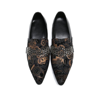 Elegant Print Banquet Man Shoes Original Slip on Point Toe Prom Shoes Fashion Leisure Men Business Cow Leather Party Dress Shoes