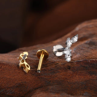 Titanium Ear Cartilage Piercings Flat Back Stud Earring Internal Thread Butterfly Cross CZ Helix Tragus Piercing Jewelry 16G