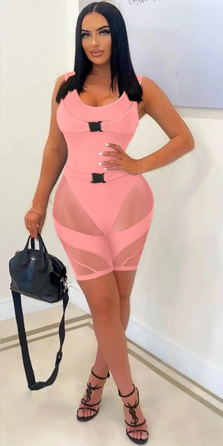 Black White Mesh Playsuits For Women Bodycon Jumpsuit See Through Night Club Romper Party Evening Sexy Clubwear Jumpsuits Shorts