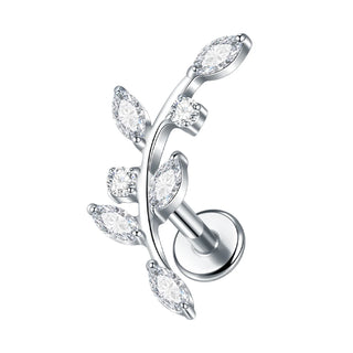 Titanium 16G Ear Cartilage Piercing Marquise CZ Flower Helix Conch Flat Back Rook Tragus Labret Lip Piercings Body Jewelry