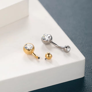G23 Titanium 14G Gold Color Belly Button Rings Navel Nombril Piercing CZ Gem 6/8/10/12mm Bar Belly Piercing Sexy Jewelry