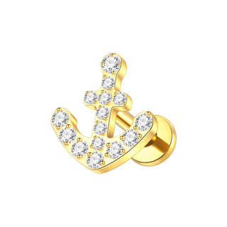 G23 Titanium Ear Cartilage Piercing Moon Heart Crystal Flat Back Ear Studs Tragus Helix Earrings Sexy Jewelry for Women