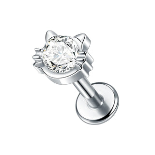 G23 Titanium Ear Cartilage Piercing Moon Heart Crystal Flat Back Ear Studs Tragus Helix Earrings Sexy Jewelry for Women