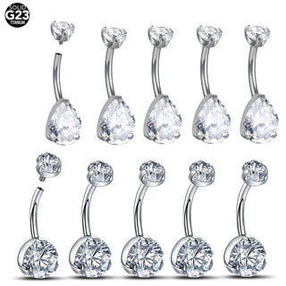 Titanium Zircon Water Drop Shape Belly Button Piercings Internal Thread Navel Barbell Rings Ombligo Sexy Body Jewelry for Women
