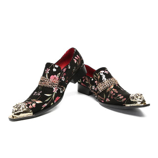 Chinese Style Print Pointed Toe Evening Shoes Original Plus Size Embroidery Wedding Shoes Elegant Cow Leather Man Dress Shoes