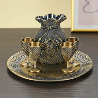 High Grade Vintage Wine Set High Value Wine Cup Wedding Toast Cup Household Living Room Decorative Wine Pot Set Bar Accessories